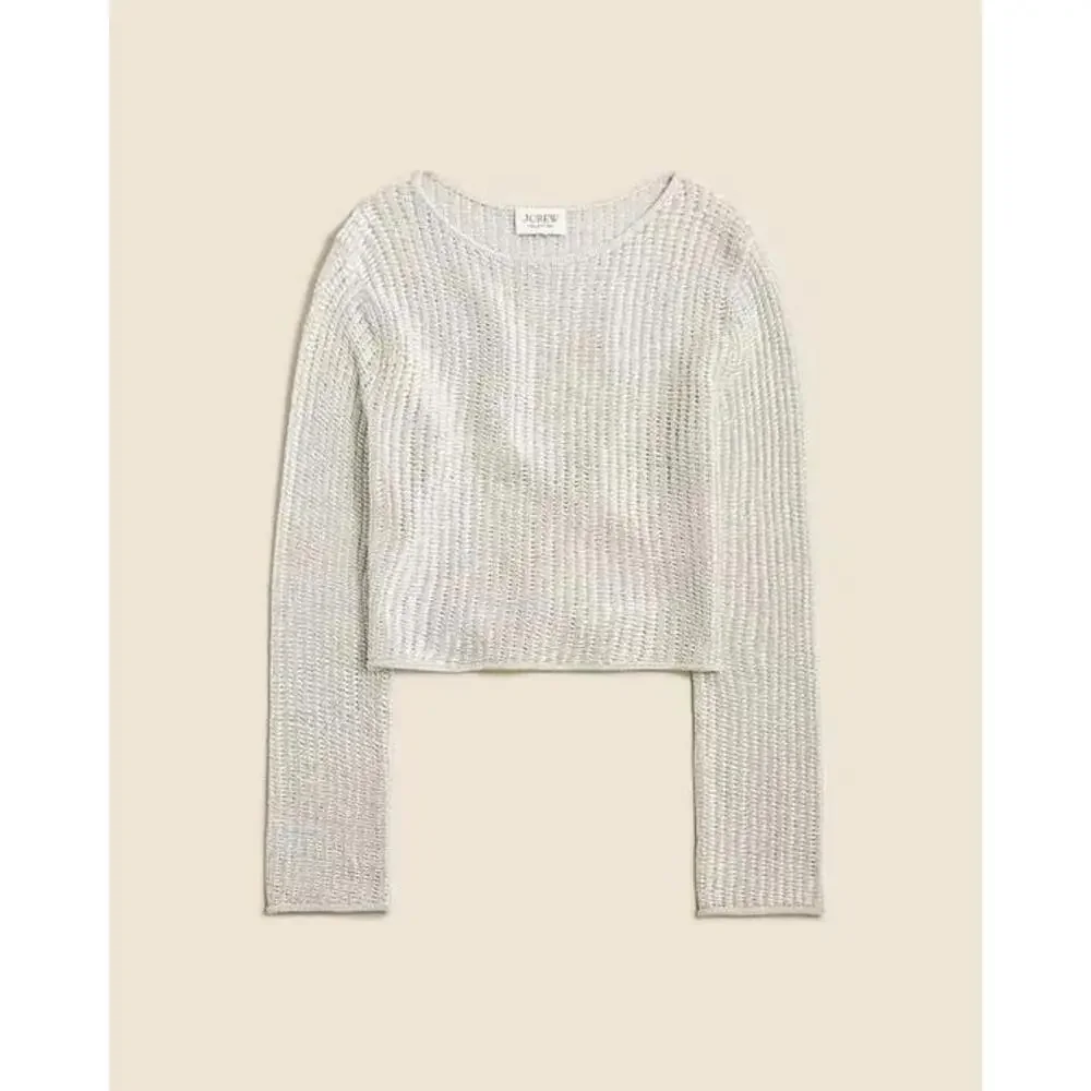 J.Crew Collection metallic open-weave sweater Silver
